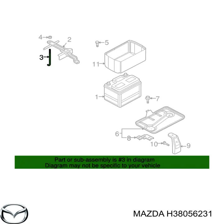 Ящик АКБ Mazda H38056231 цена, от 2.53 USD