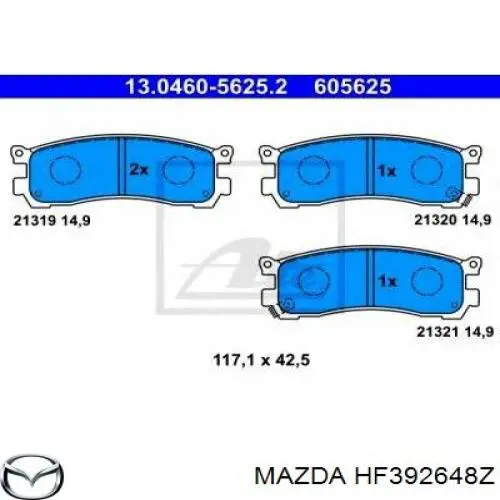HF39-26-48Z Mazda колодки тормозные задние дисковые