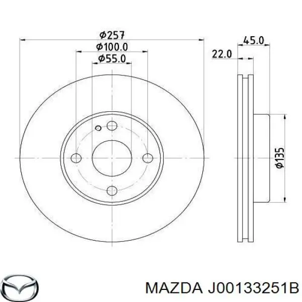 Freno de disco delantero J00133251B Mazda