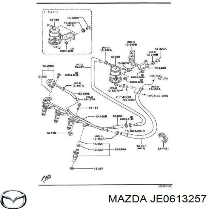 JE0613257 Mazda Anel (arruela) do injetor de ajuste