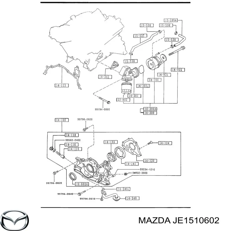 Сальник коленвала двигателя передний JE1510602 Mazda