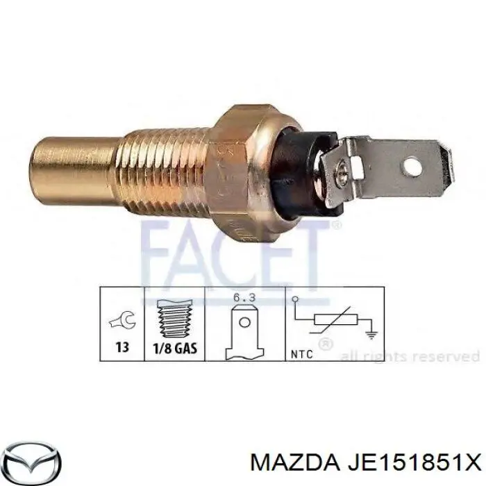 Sensor de temperatura del refrigerante JE151851X Mazda