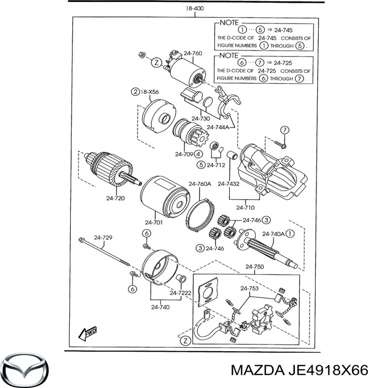 JE4918X66 Mazda щетка стартера