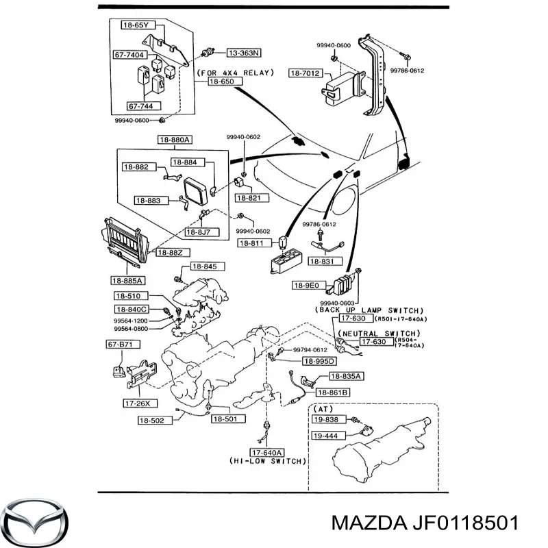 JF0118501 Mazda датчик давления масла