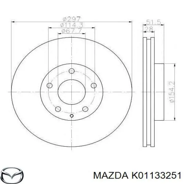 Передние тормозные диски K01133251 Mazda