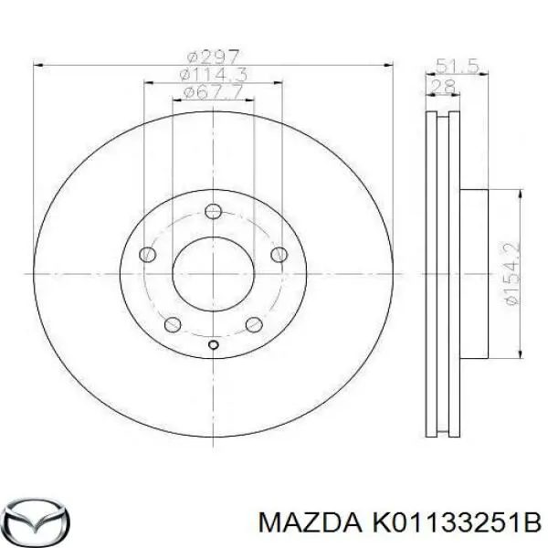 K01133251B Mazda диск тормозной передний
