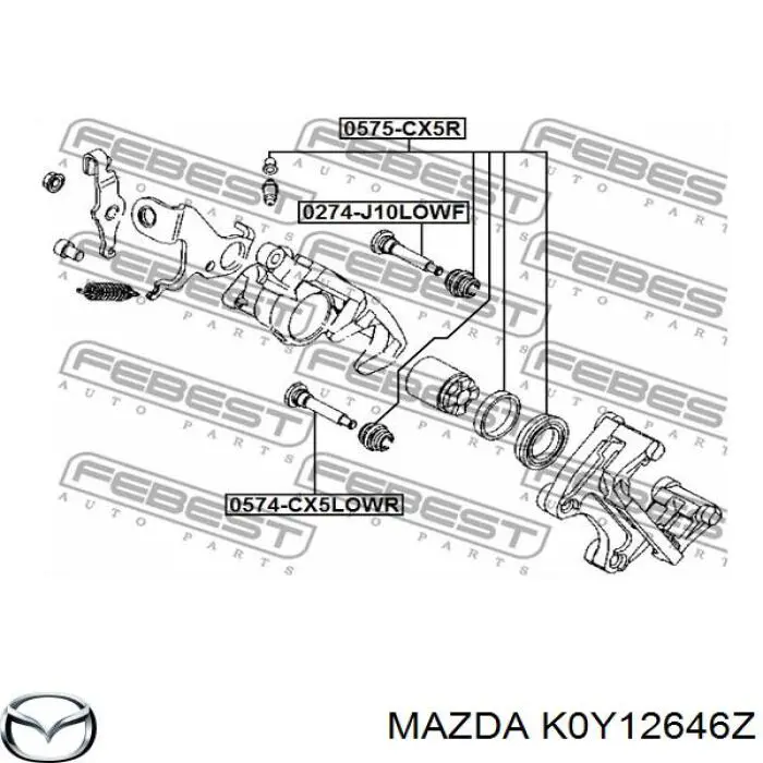 K0Y12646Z Mazda kit de reparação de suporte do freio traseiro