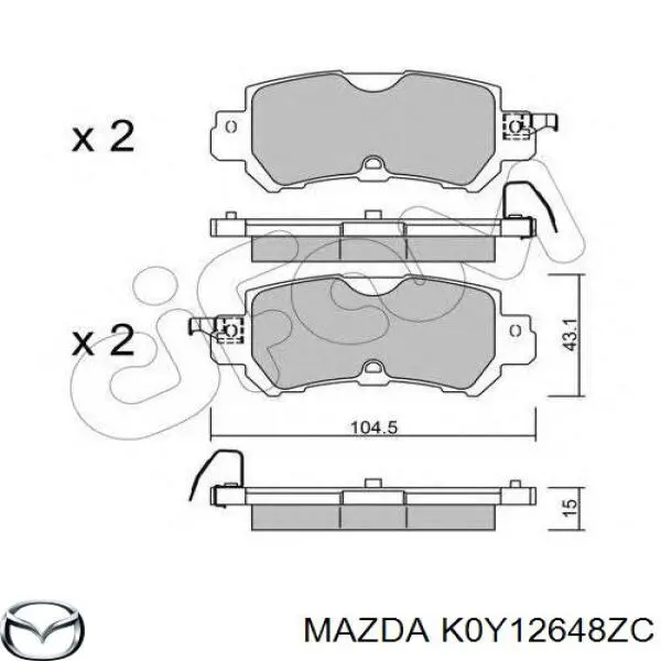 Купить K0Y12648ZC Mazda Колодки тормозные задние, дисковые
