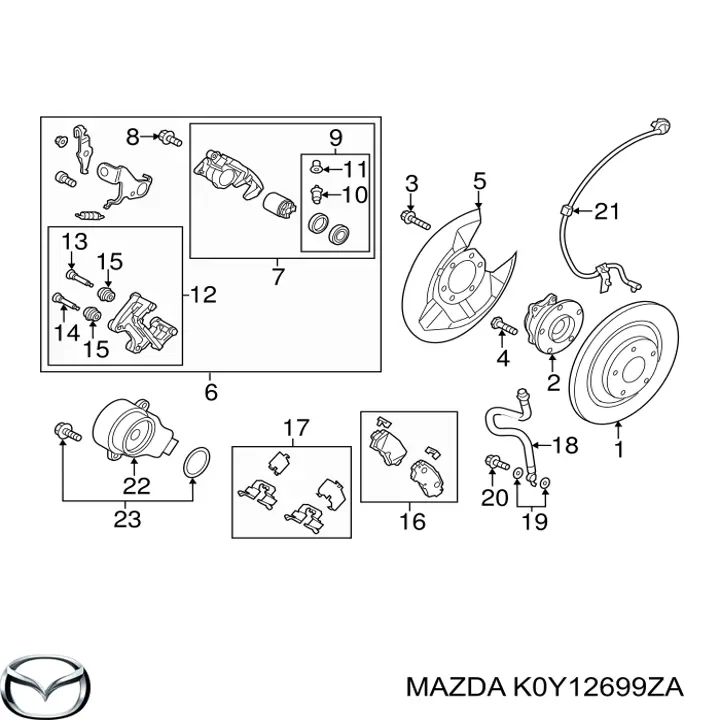 Купить K0Y12699ZA Mazda Суппорт задний левый