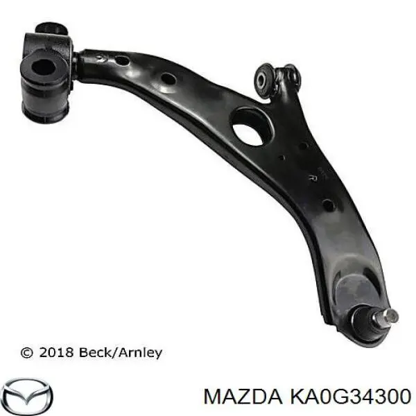 KA0G34300 Mazda braço oscilante inferior esquerdo de suspensão dianteira