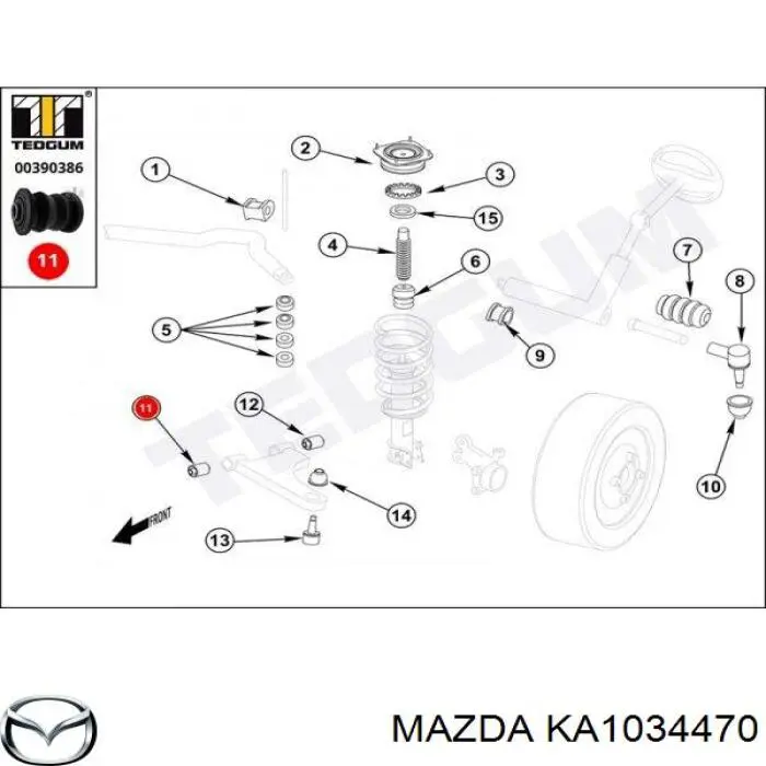 Сайлентблок переднего нижнего рычага KA1034470 Mazda