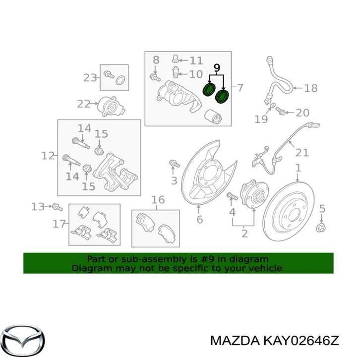 KAY02646Z Mazda kit de reparação de suporte do freio traseiro