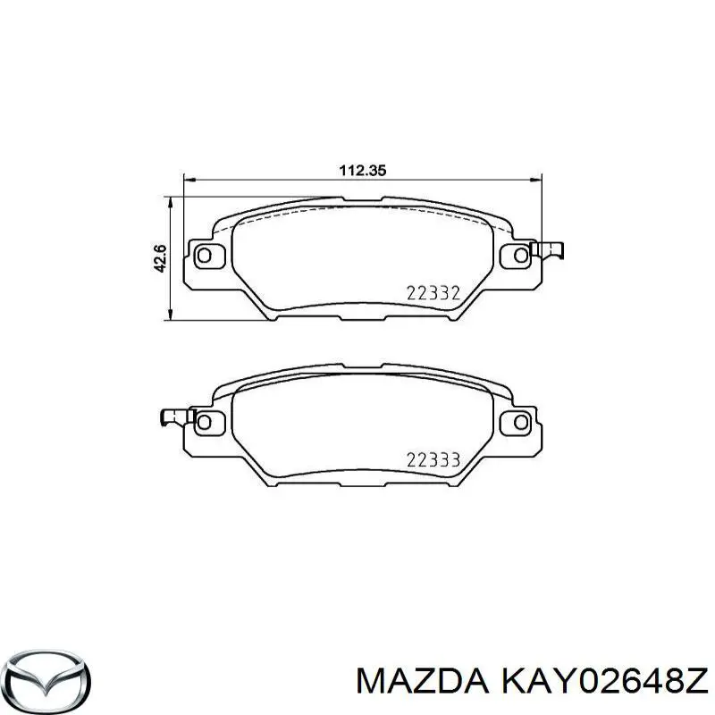 KAY02648Z Mazda Колодки тормозные дисковые комплект