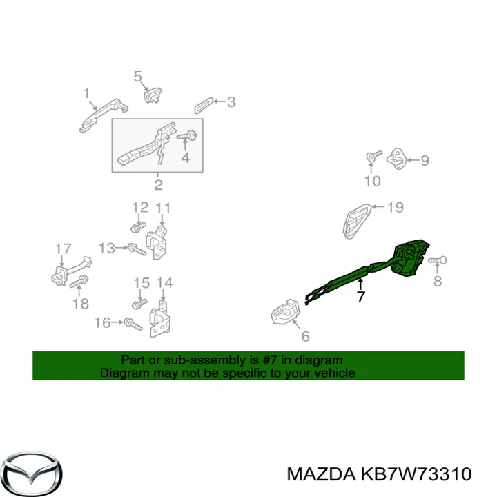 KB7W73310 Mazda Замок двери задней левой