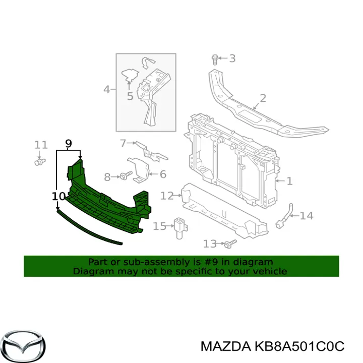 Воздуховод (дефлектор) радиатора Mazda KB8A501C0C