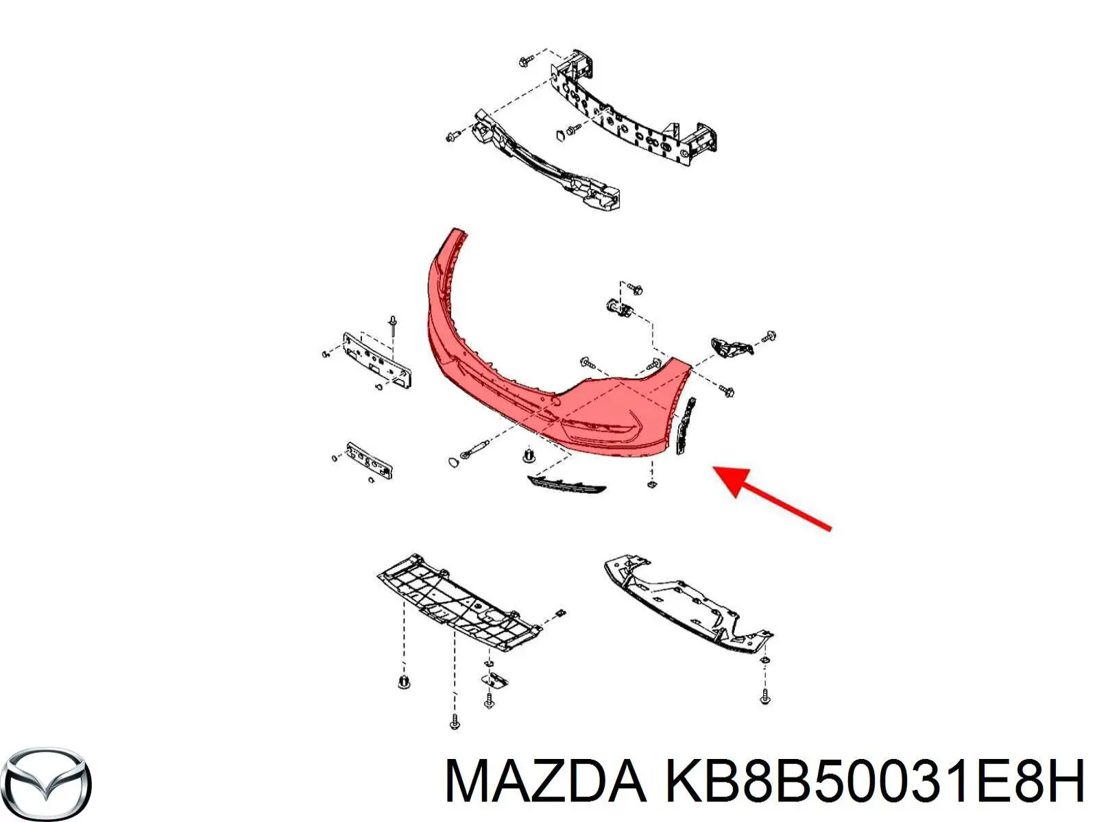 Купить KB8B50031E8H Mazda Буфер (бампер) передний