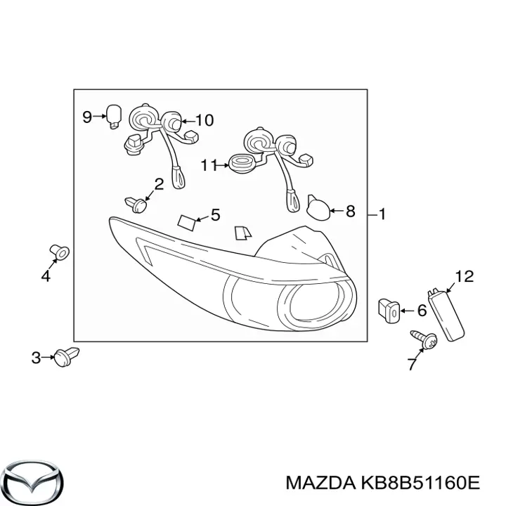 KB8B51160E Mazda lanterna traseira esquerda externa