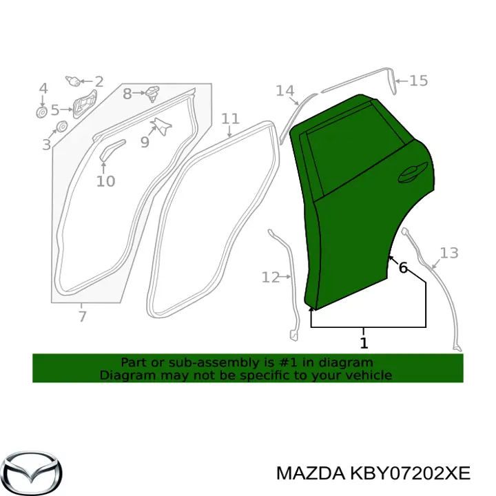Задняя правая дверь Мазда СХ 5 KF (Mazda CX-5)