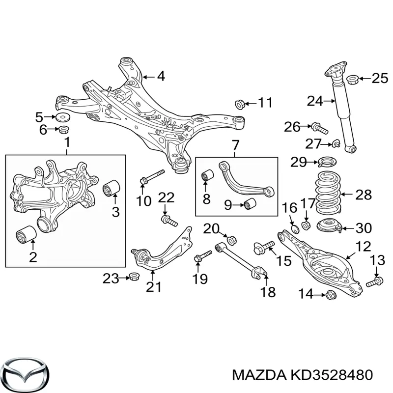 Сайлентблок заднего верхнего рычага Mazda KD3528480 цена, от 10.76 USD