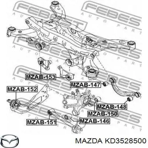 KD3528500 Mazda braço oscilante de suspensão traseira transversal