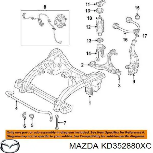 Балка задней подвески поперечная Mazda KD352880XC цена, от 63.77 USD