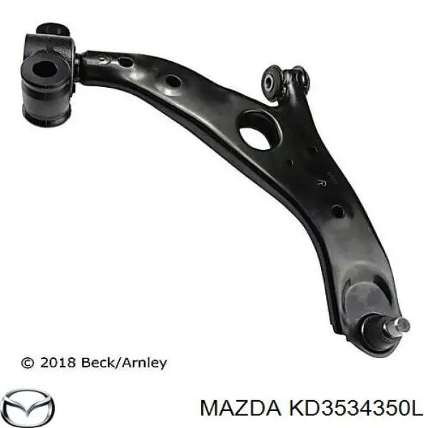 KD3534350L Mazda braço oscilante inferior esquerdo de suspensão dianteira