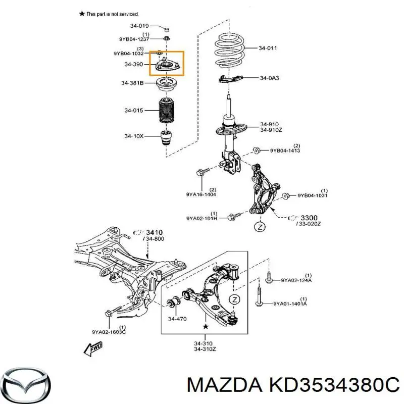 KD3534380C Mazda опора амортизатора переднего