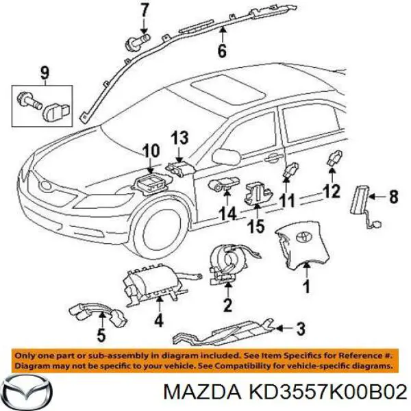 Подушка безопасности водителя BJS757K0002 Mazda