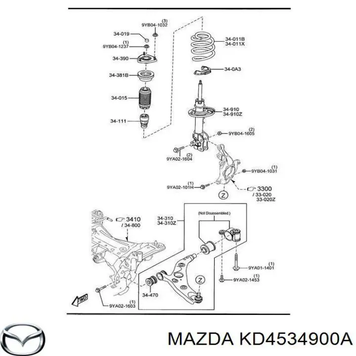 KD4534900A Mazda amortecedor dianteiro esquerdo