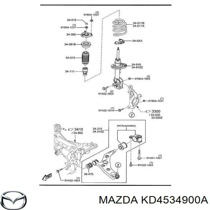 Амортизатор передний левый KD4534900A Mazda