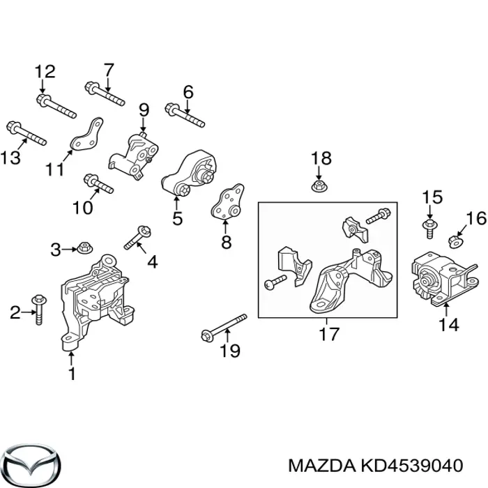 Задняя опора двигателя KD4539040 Mazda