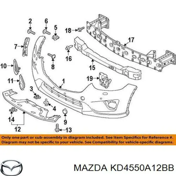 KR1150A12 Mazda tampão dianteira do pára-choque do gancho de reboque