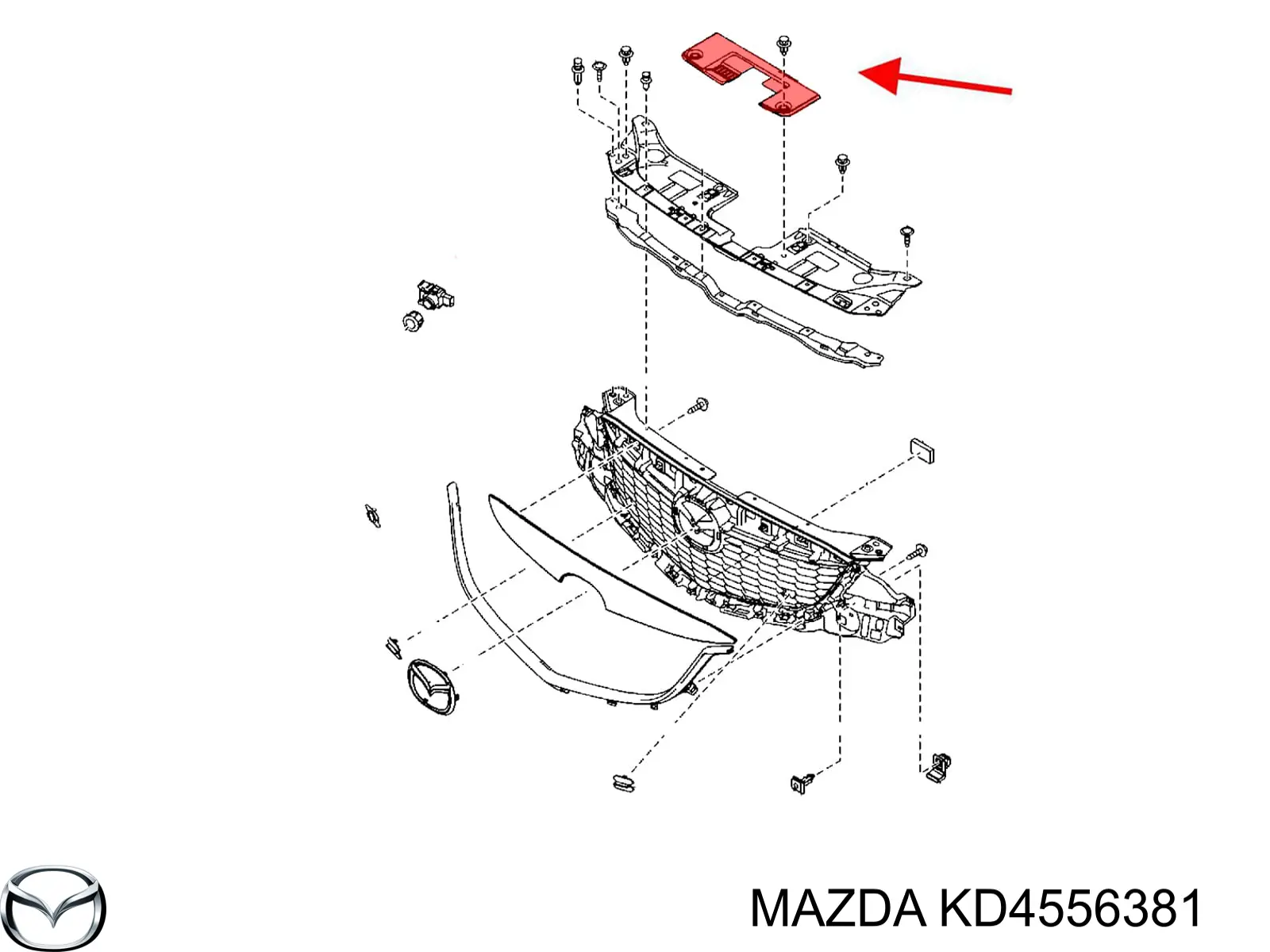 KD4556381 Mazda накладка передней панели (суппорта радиатора верхняя)