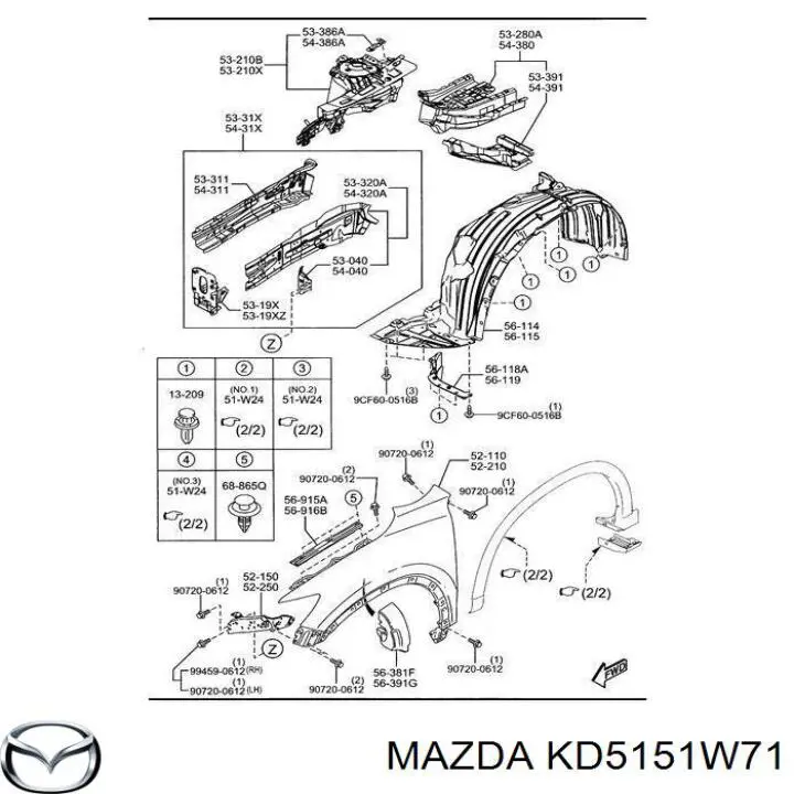 Placa sobreposta do pára-lama dianteiro direito para Mazda CX-5 (KE)