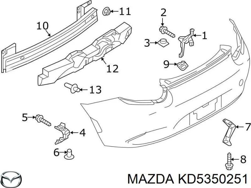 KD5350251 Mazda consola central do pára-choque traseiro