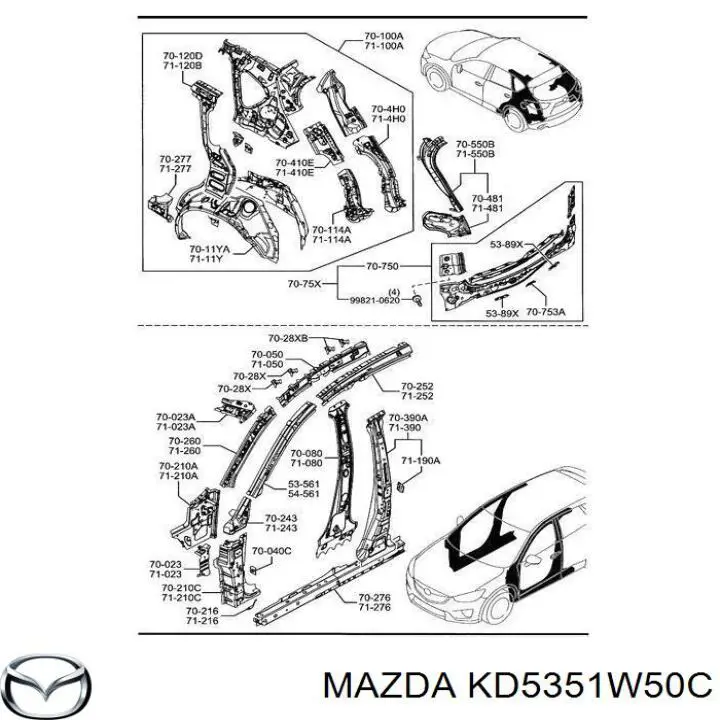 Expansor direito (placa sobreposta) de arco do pára-lama traseiro para Mazda CX-5 (KE)