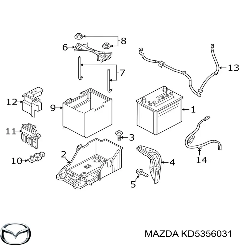 KD5356031 Mazda крепление (подставка аккумулятора (АКБ))