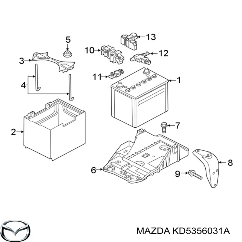 Ящик АКБ Mazda KD5356031A цена, от 6.91 USD