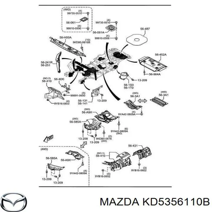 KD5356110B Mazda защита двигателя, поддона (моторного отсека)