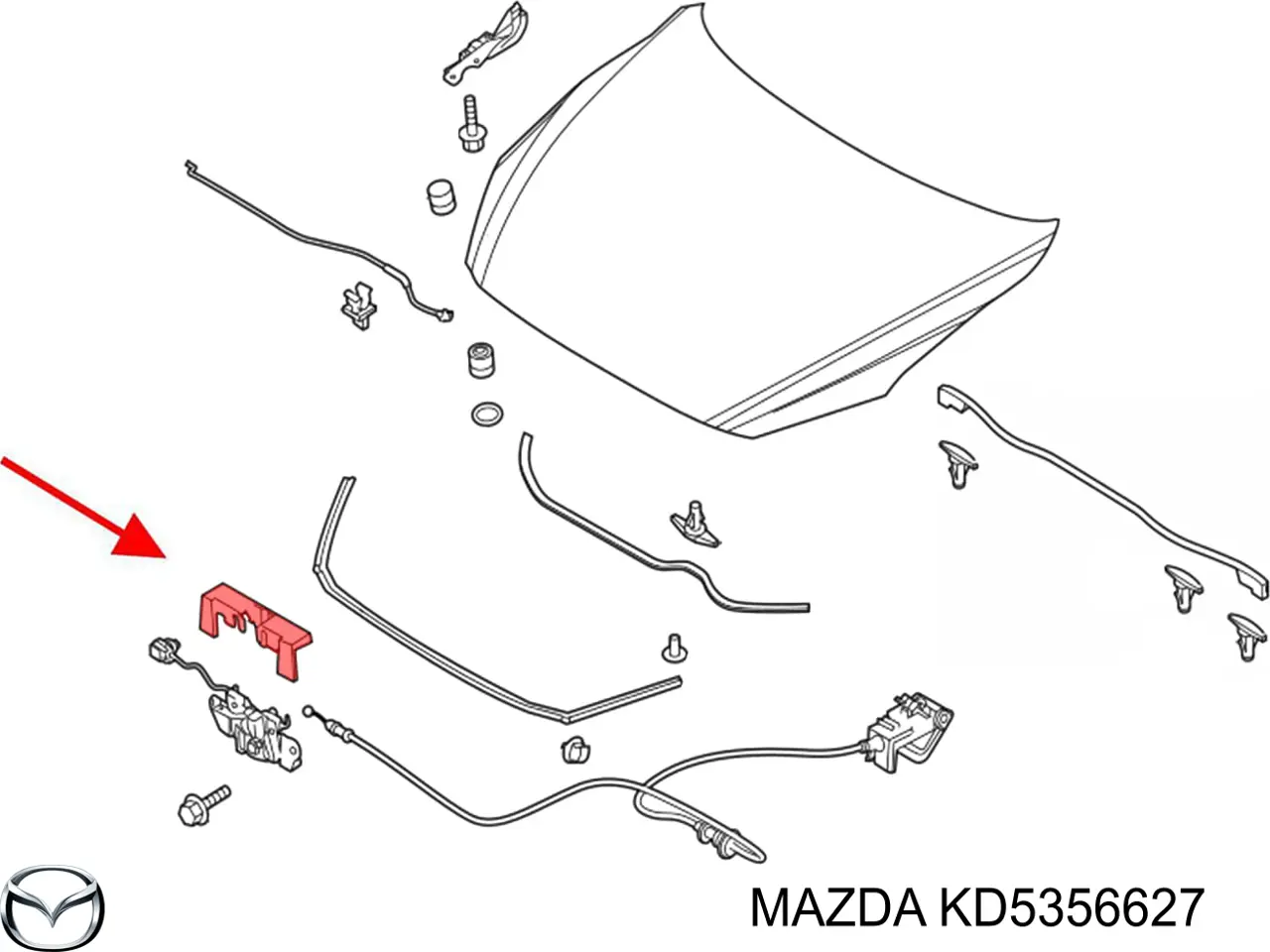 Кронштейн замка капота KD5356627 Mazda