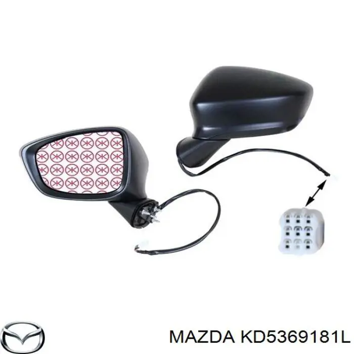 Зеркало заднего вида левое Mazda KD5369181L