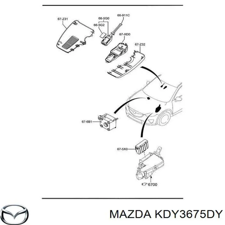 Брелок управления сигнализацией Mazda KDY3675DY