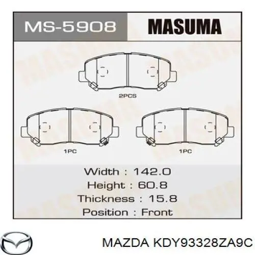 Колодки Mazda KDY93328ZA9C цена, от 50.68 USD