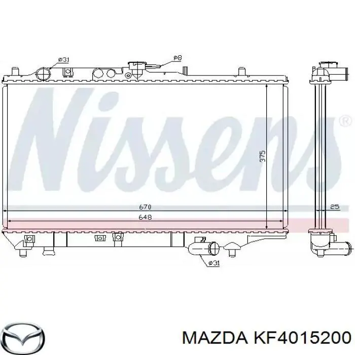 Купить KF4015200 Mazda Радиатор водяной