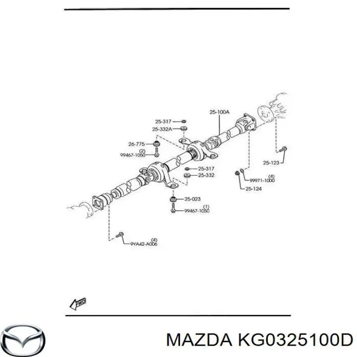 Кардан задний KG0325100D Mazda