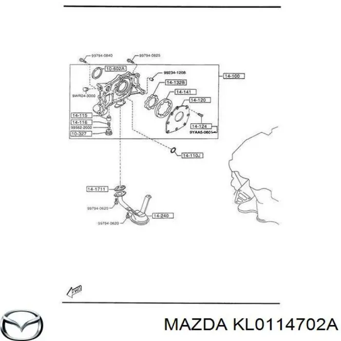 KL0114702A Mazda Прокладка масляного фильтра
