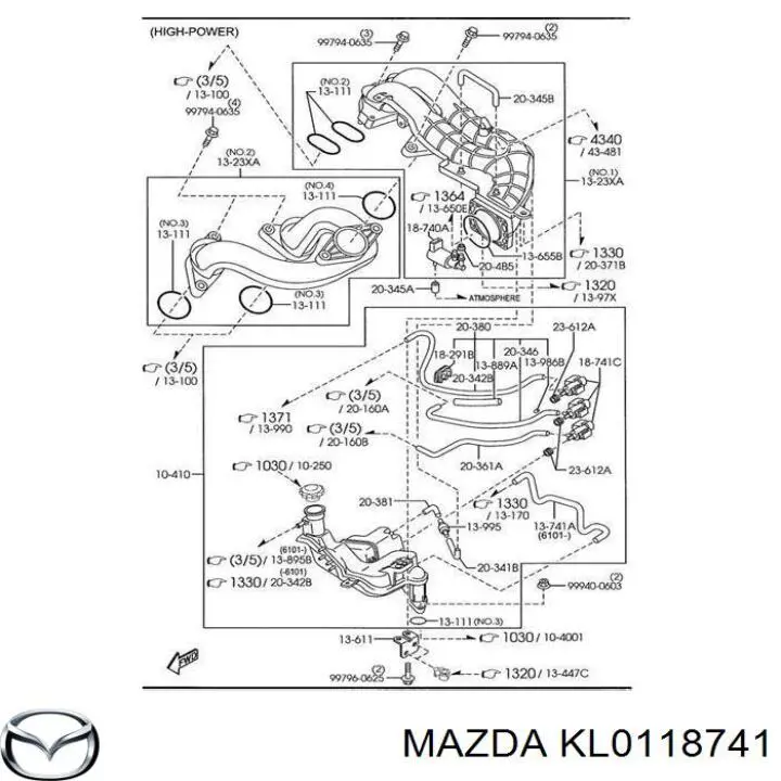 KL0118741 Mazda переключающий клапан системы подачи воздуха