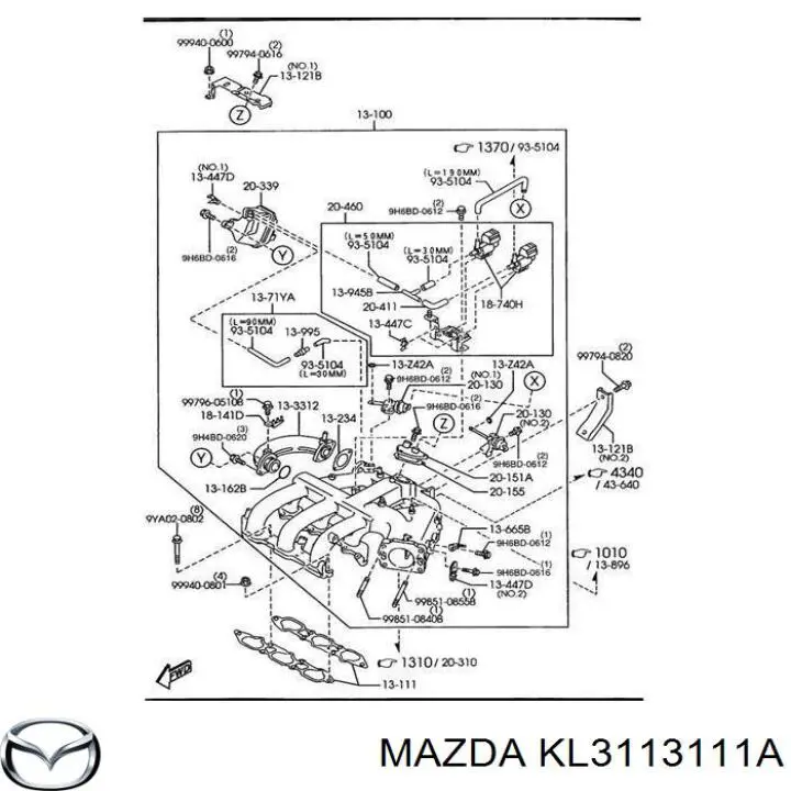 Прокладка впускного коллектора Mazda KL3113111A