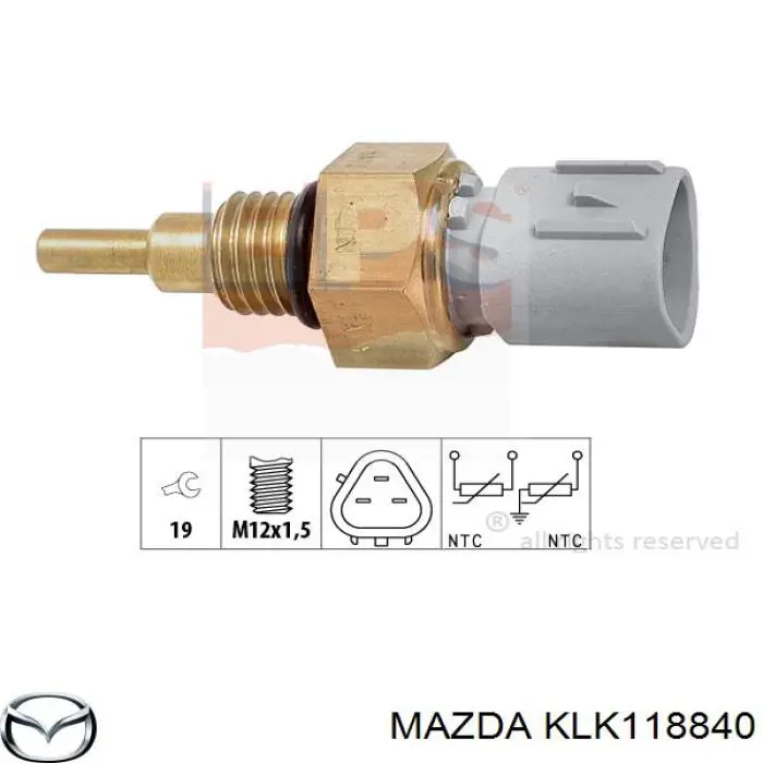 Датчик температуры охлаждающей жидкости (включения вентилятора радиатора) Mazda KLK118840