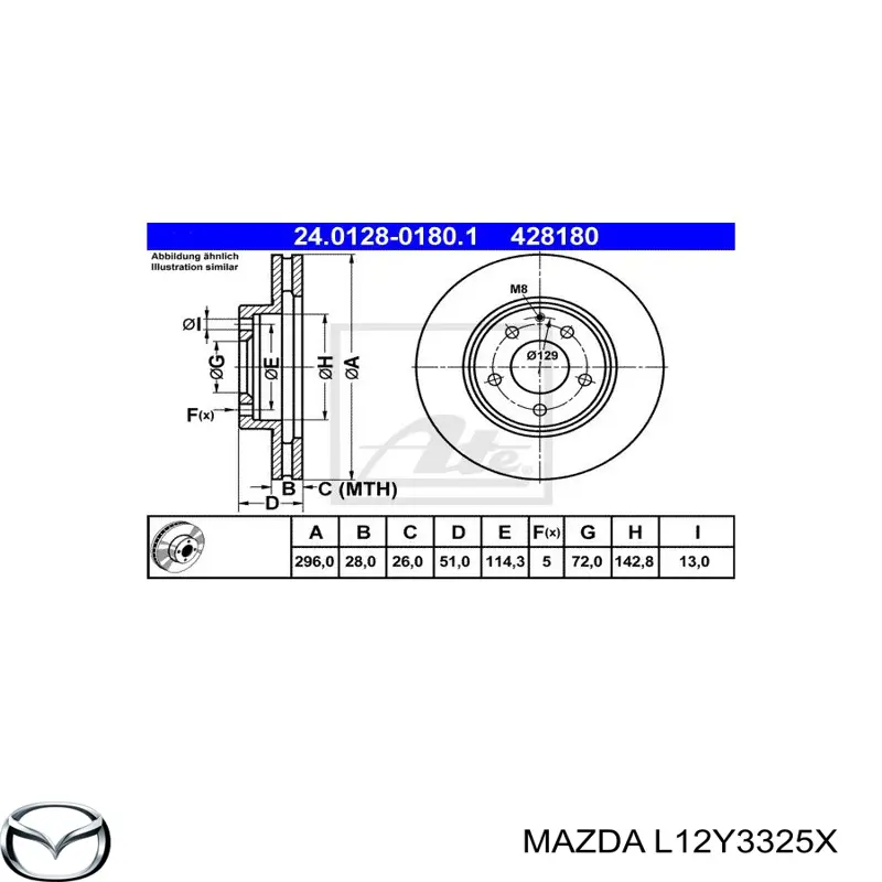 L12Y3325X Mazda диск тормозной передний
